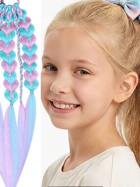 Pastel Pink & Blue Braided Ponytail Hair Extension